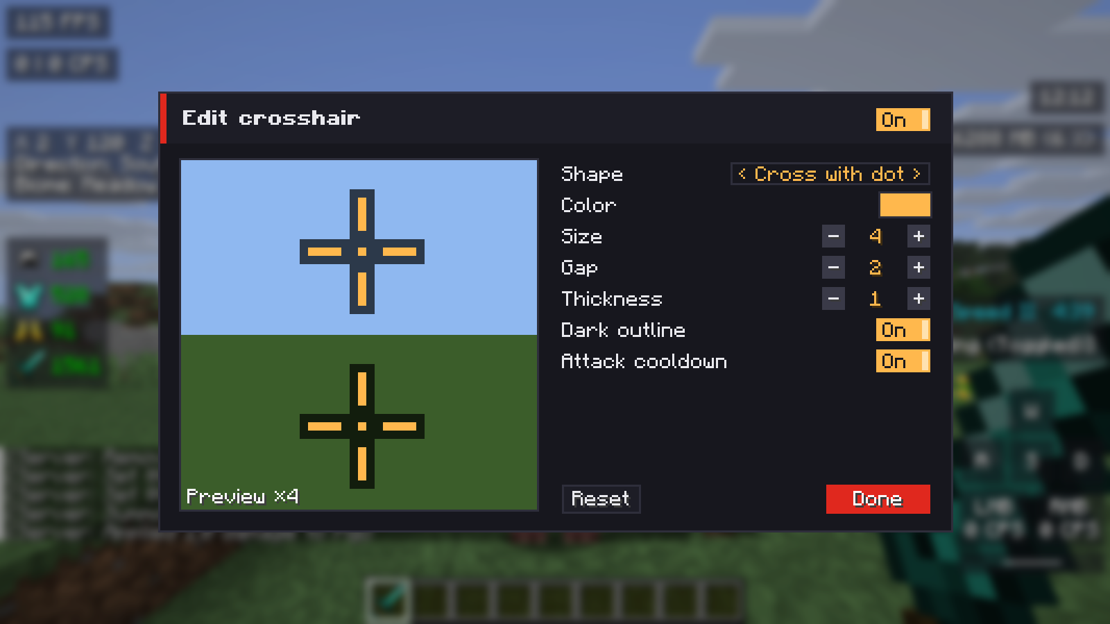 The crosshair editor with a live preview