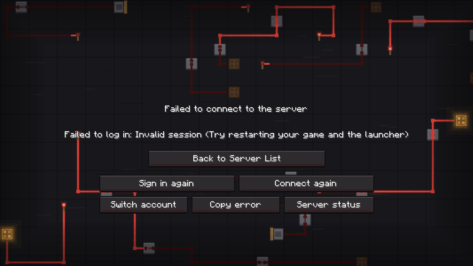 Disconnect screen with Sign in again