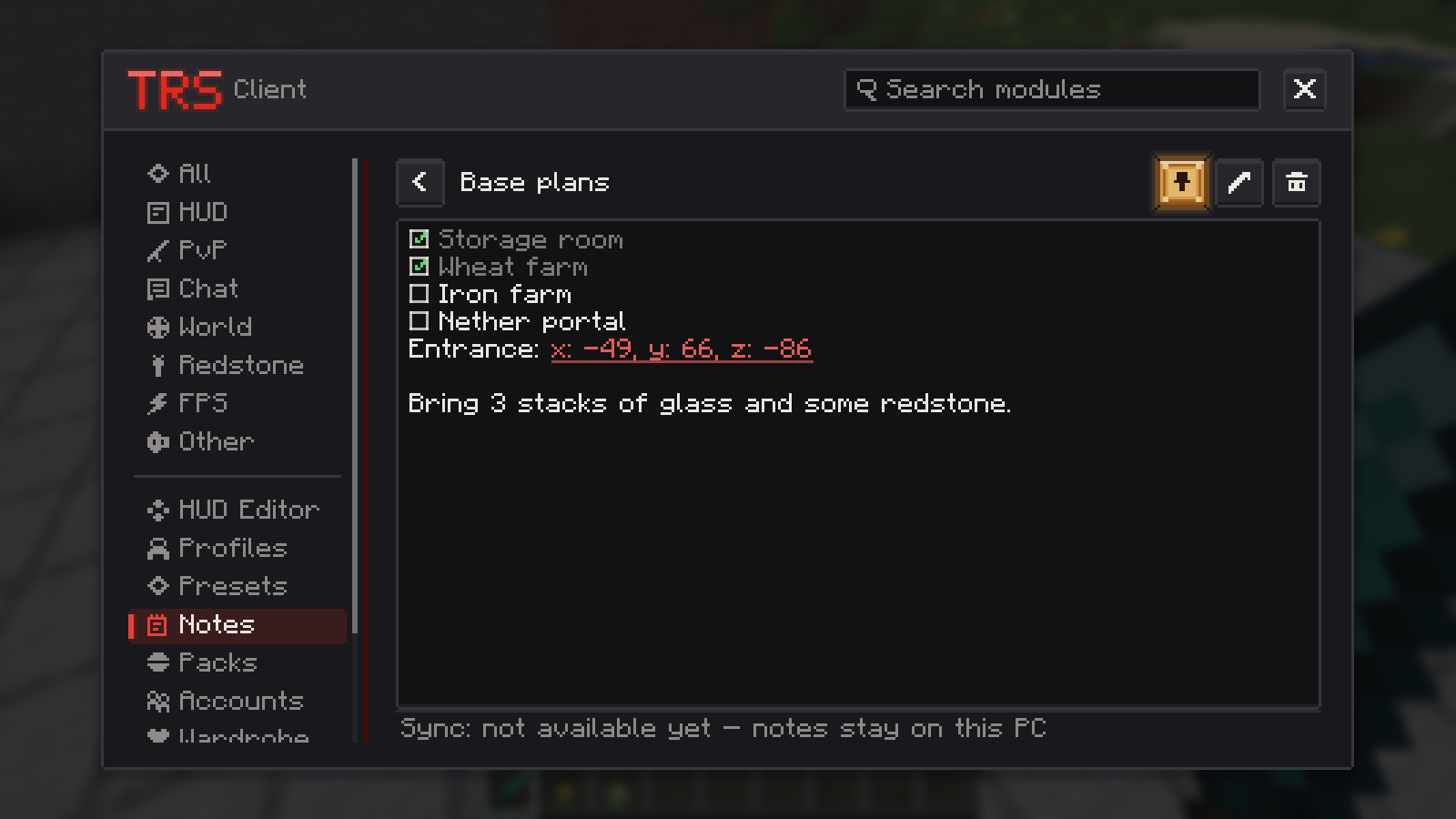 The notes of a world with a checklist