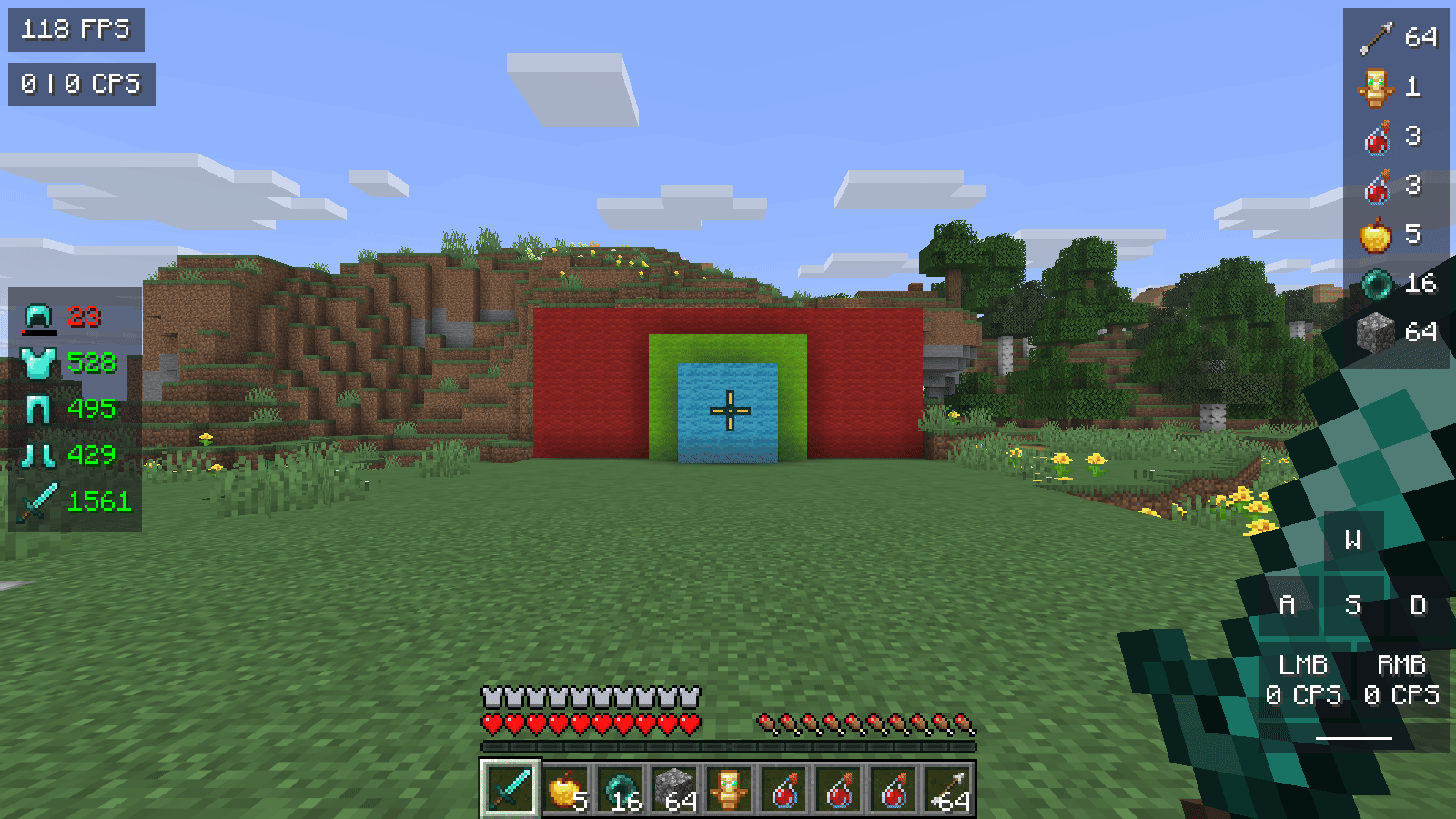 PvP HUD with keystrokes, CPS, armour and item counter