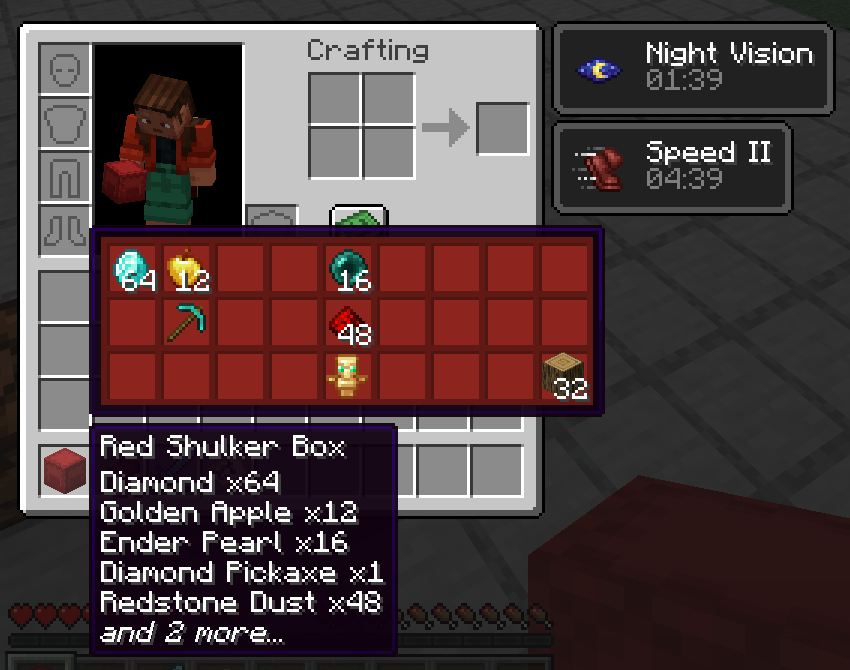 Tooltip of a shulker box with its contents