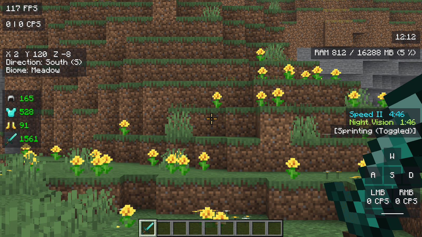 Zoomed view while holding V