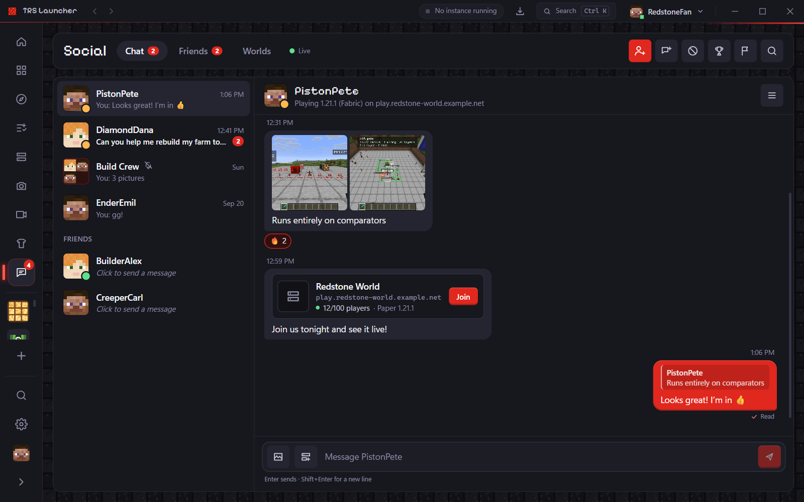 A chat with pictures and a server invite